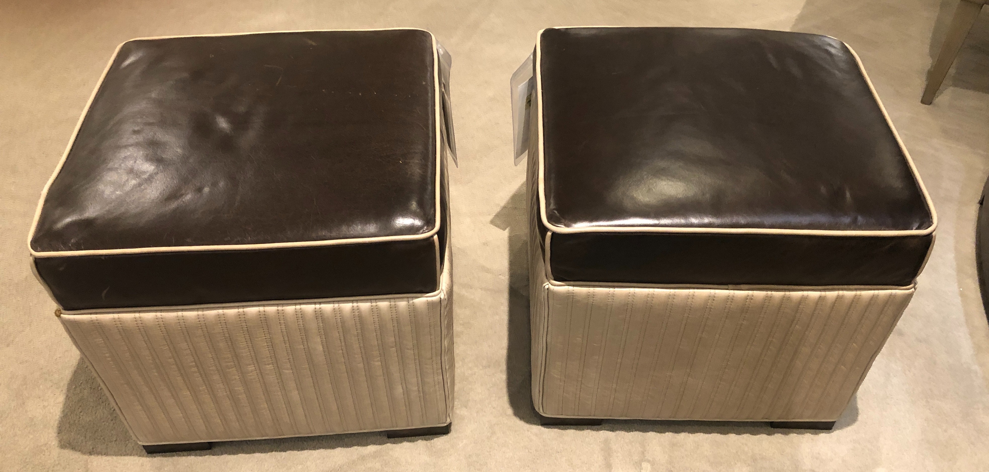 Hancock and Moore Factory Outlet Living Room Abbey Quilted Ottoman in